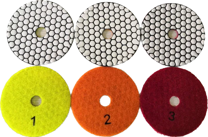 4-inch dry diamond polishing pad for granite and quartz surfaces.