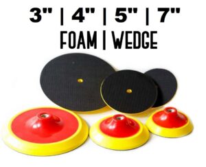 High-density foam back-up pad for polishing and sanding applications.