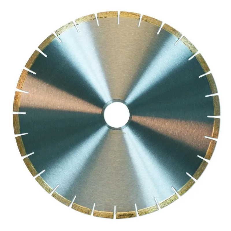 High-quality diamond blade for marble cutting on a bridge saw.