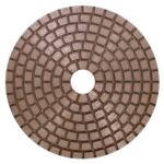 Copper diamond polishing pad for marble and granite stone surfaces.