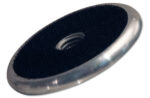 Curved aluminum pad designed for effective polishing and finishing applications.