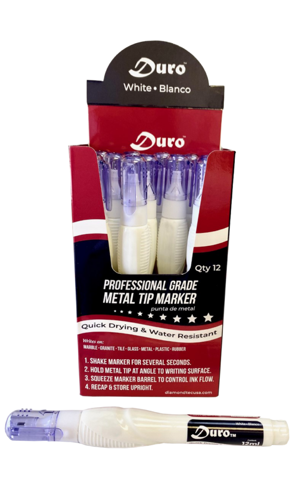 Duro metal tip paint marker in a white box for precise marking and art projects.