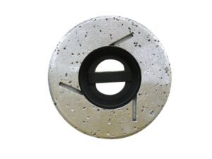 Diamond edge wheel for granite stone cutting with snail lock feature.