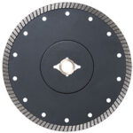 Thin rim diamond blade with flange for efficient cutting.