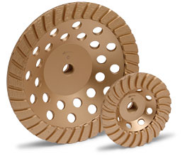 Turbo cup wheel for grinding granite and stone surfaces efficiently.