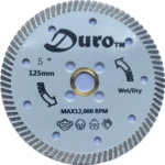 Turbo diamond blade for cutting granite and quartz surfaces efficiently.