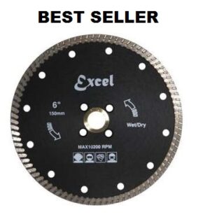 Turbo diamond blade for cutting granite and quartz surfaces efficiently.